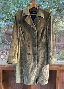 Express Women's Vintage Y2K Green Paisley Corduroy Coat Size 8- RARE!