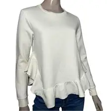 Stella McCartney Women's Size 40 M Cream Ivory Ruffle Trim Sweatshirt