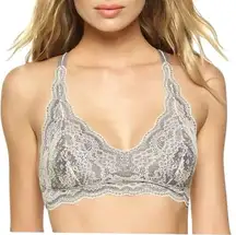 Felina Lace Open Back Bralette Womens Size Large Gray Lace