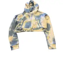 Refugee Blue and Cream Tie-Dye Cropped Hoodie