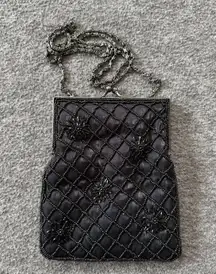 Hillard and Hanson Beaded Purse Small Bag Black Body Vintage 5x7”