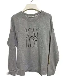 RAE DUNN “Boss Lady” Sweatshirt Gray NWT S