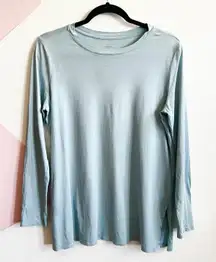 Eileen Fisher Top Womens Medium Blue Organic Cotton Long Sleeve Staple Basics