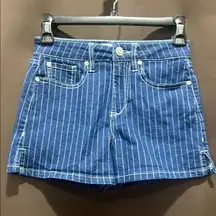 Shyanne Blue Jean Shorts with Pinstripe Design, Size 25