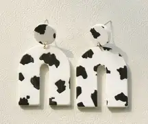 Boutique Acrylic Cow Print Western Earrings