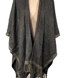 Cejon Blanket Poncho Wrap Black Brown One Size Travel Sweater