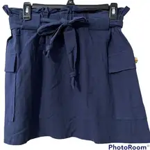 Lizard Thicket size large navy women’s paper bag skirt with belt and pockets NWT