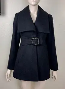 jessica simpson XS wool long black coat oversized collar fully lined