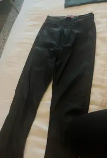 Edikted Leather Flare Pants Black