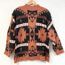 VTG Jay Jacobs Chunky‎ Sweater Womens Large Aztec Southwestern Retro 80s 90s