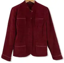 Amber Sun Size Small Jacket Corduroy Dark Red Snap Front Pockets Shoulder Pads