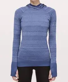 Lululemon Rest Less Hoodie Gatsby Blue Long Sleeve Athletic Pullover Top Size 4