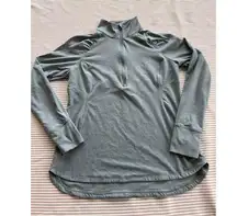 Apana yoga Women's Gray Half-Zip Raglan Long Sleeve Pullover Top Size M