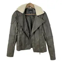 Sam Edelman Moto‎ Jacket Womens XSmall Sherpa Grunge Biker Hipster Rocker