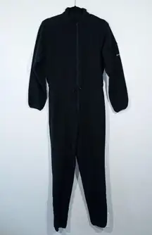 Vintage Roffe Black Fleece Ski One Piece Jumpsuit Size 12
