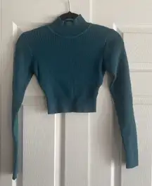 Wild Pony Ribbed Cropped Mock Small Turtleneck Long Sleeve‎ New
