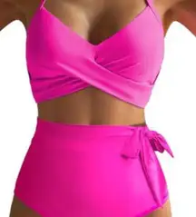 Pink High-Waisted Bikini Set, New, Hygienic Liner,