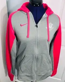 Nike Grey & Pink Therma-Fit Zip Up Hoodie Small