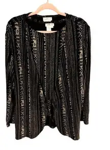 Vintage Coldwater Creek Matching Cardigan and Camisole Top Black & Gold Pattern