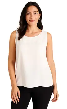 Chico’s EasyWear Double Layer Tank Top Alabaster Size 1 NWT