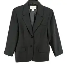 Evan Picone Blazer Jacket Womens 12 Black Two Button Fully Lined Career Business