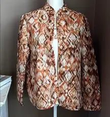 SOUTHERN LADY Rust & Brown Ikat Print Quilted Jacket Size 10