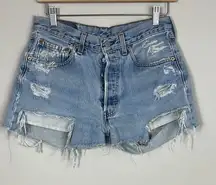 Vintage 90s Levi's Women's 501 Denim Cut Off Shorts Distressed Western Size 26
