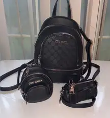 Steve Madden Black Quilted Backpack Trio