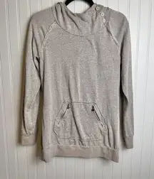 Roxy Grey/Beige Hoodie Sweatshirt Size Large Kangaroo Pocket, Long Sleeve A27