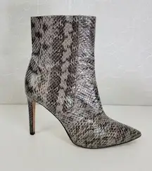 BCBGMaxAzaria Ava Womens Boots Size 8.5 Gray Snakeskin Leather Ankle Booties