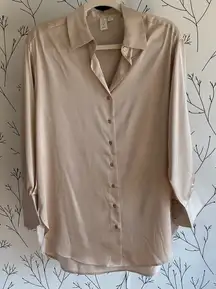 Elegant Beige Button-Up Blouse