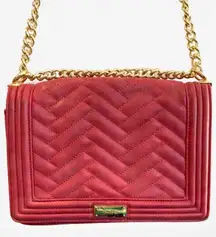 NWOT  Paris leather pink/red shoulder bag. Perfect! Sz 11x9