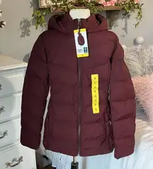 PufferJacket Ski 32 Degrees Heat Winter Coat Lightweight Burgundy Maroon Small