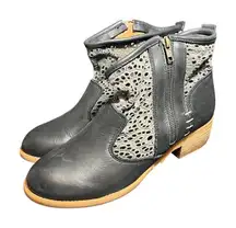 Anthropologie Musse & Cloud Ainhoa Black Leather Lace Crochet Ankle Boots Size 9