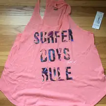 Roxy Surfer Boys Rule Racerback Tank in Coral multi sz medium