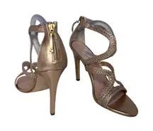 Glint Gold Braided Strappy Heel Stiletto‎ Sandals Shoes sz 8.5M Maximalist