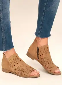 Coolway‎ Nelia open toe laser cut booties tan leather size 39