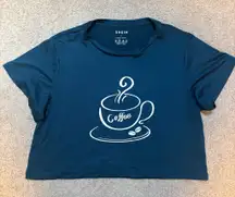 Shein Blue Coffee Graphic Crop Tee
