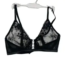 Simone Perele Black Sheer Floral Lace Unlined Triangle Bra Size 32D