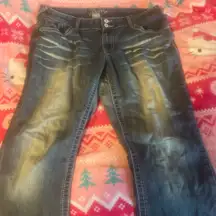 vanity womens distressed blue flare jeans 