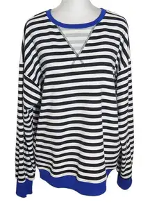 Black and White Stripe Classic Striped Oversized Crewneck Size Small