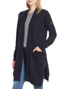 Canada Goose Cortina Navy Blue Long Merino Wool Cardigan Sweater Size Small