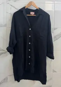 Show Me Your Mumu John’s Button Down Shirt in Black Linen - size small
