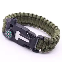 Tactical Paracord Survival Bracelet with Compass Whistle‎ Blade Camping Hiking