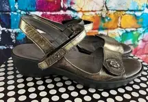 Naot Reserve MJ metallic pewter adjustable leather comfort dress sandal 38/7.5 8