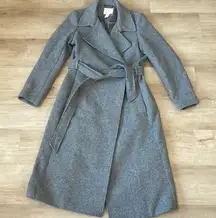 H&M Tie Belt Coat Grey Melange size S