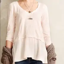 Anthropologie Meadow Rue Melia‎ Peplum Top Size XS Pale Pink Peach