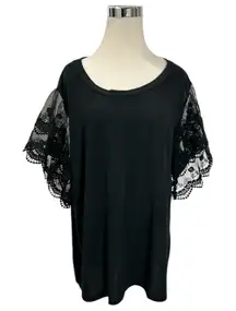 SHEIN Curve Blouse Womens Plus Size 4X Black Lace Flutter Sleeve Stretchy