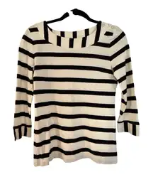 Talbots boatneck striped button shoulder top size small