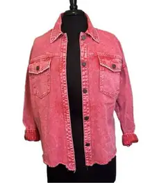 Black Label Pink Acid Wash Spring Light Denim Jacket